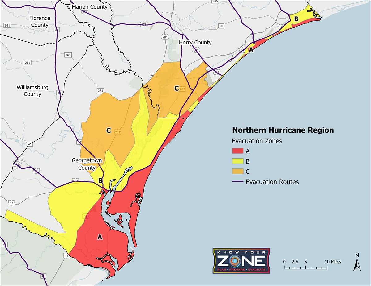 Hurricane Evacuation Zones Horry and Georgetown County.